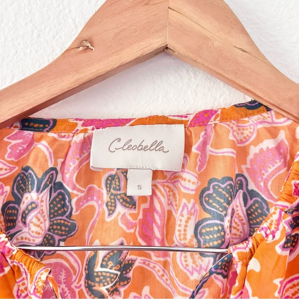 Cleobella Talia Ruffle Sleeve Floral Blouse in Tropique Sz S